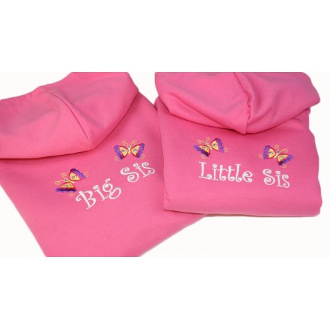 Girls Personalised Big Sister/Little Sister Pink Hoodie with Crystals